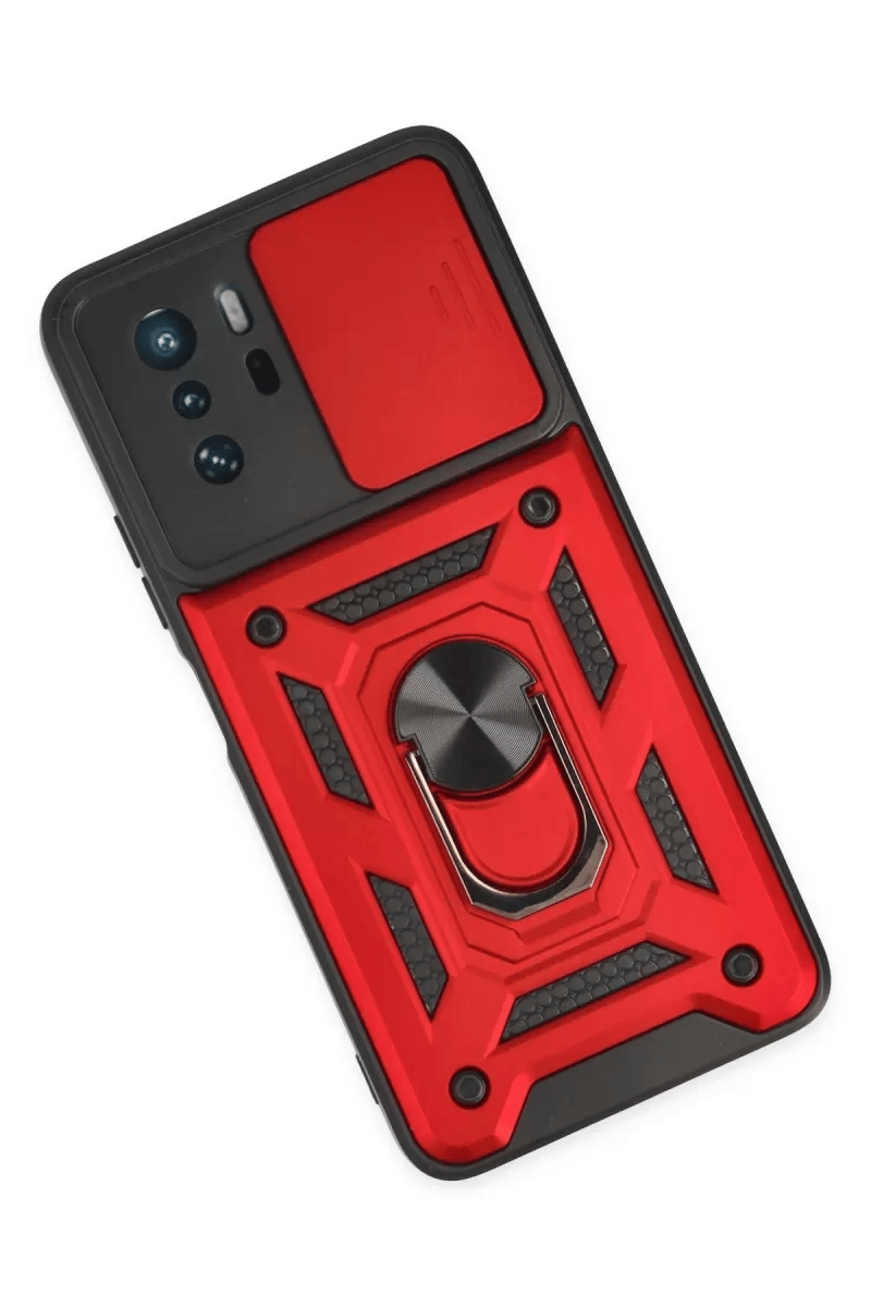 Xiaomi Poco X3 GT Kılıf Pars Lens Yüzüklü Silikon - Kırmızı