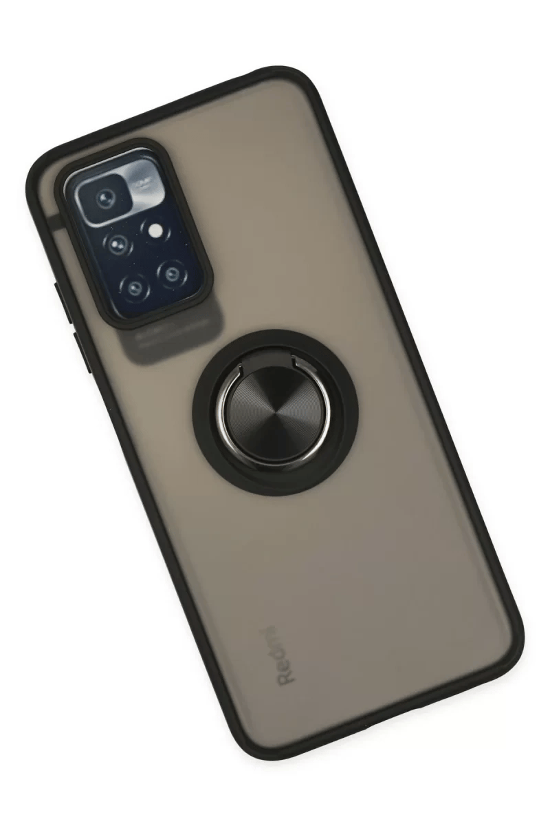 Xiaomi Redmi 10 2022 Kılıf Montreal Yüzüklü Silikon Kapak - Siyah