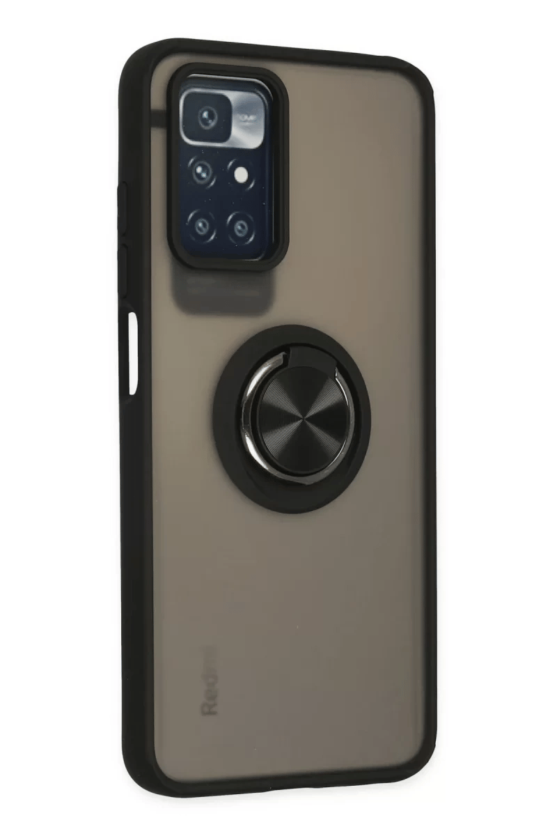 Xiaomi Redmi 10 2022 Kılıf Montreal Yüzüklü Silikon Kapak - Siyah