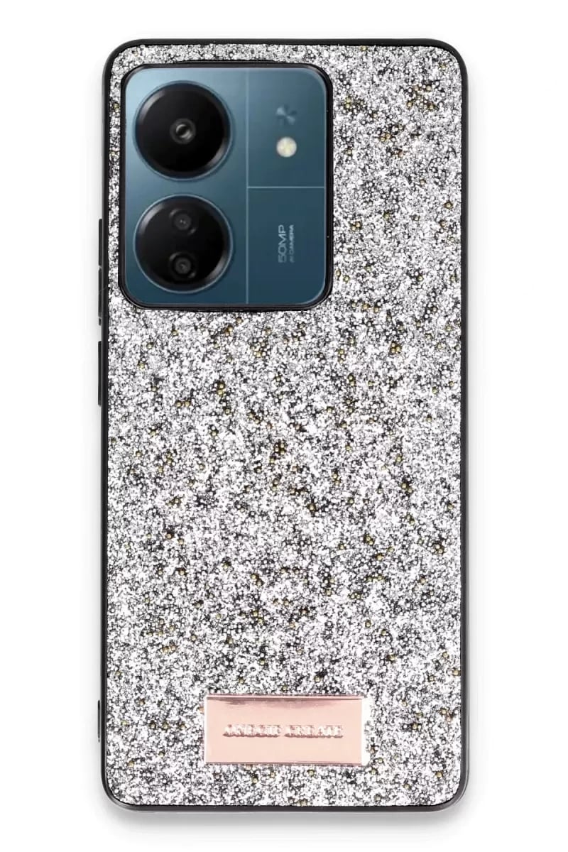 Xiaomi Redmi 13C Bright Simli Kapak - Gümüş