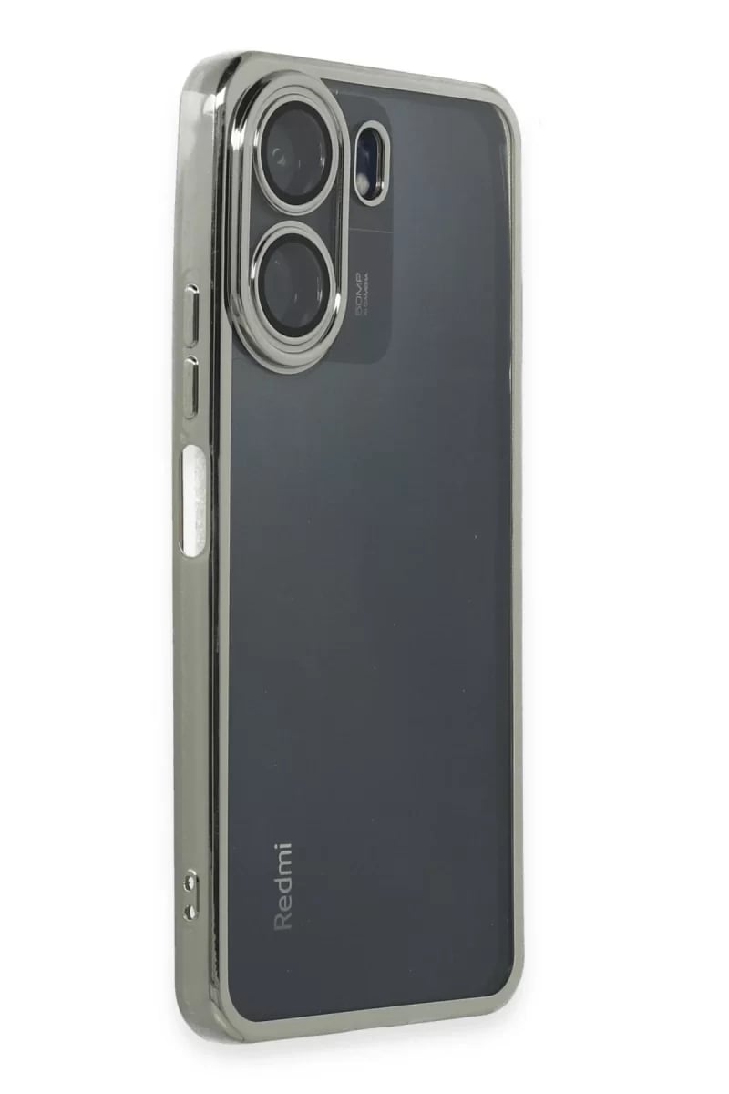 Xiaomi Redmi 13C Kılıf Lensli Silikon - Gümüş
