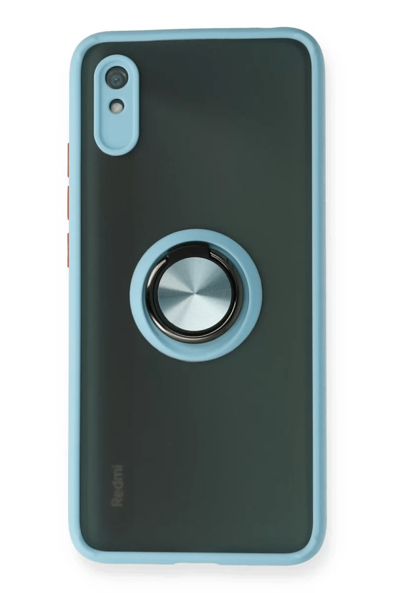 Xiaomi Redmi 9A Kılıf Montreal Yüzüklü Silikon Kapak - Buz Mavi
