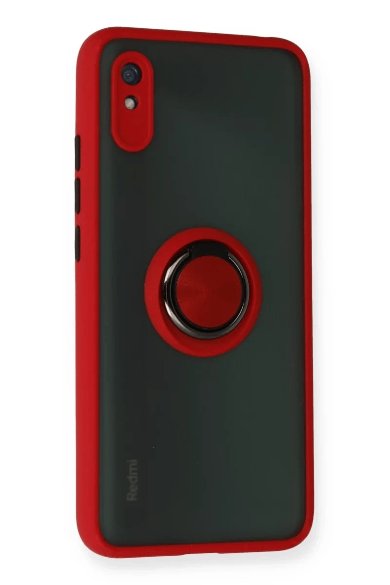 Xiaomi Redmi 9A Kılıf Montreal Yüzüklü Silikon Kapak - Kırmızı