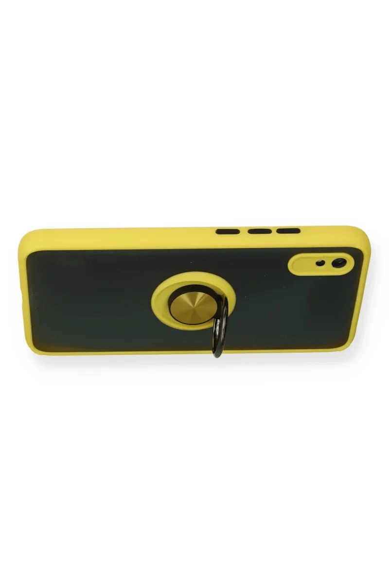 Xiaomi Redmi 9A Kılıf Montreal Yüzüklü Silikon Kapak - Sarı