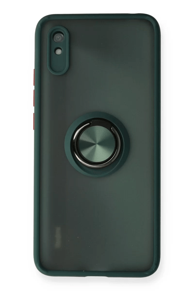 Xiaomi Redmi 9A Kılıf Montreal Yüzüklü Silikon Kapak - Yeşil