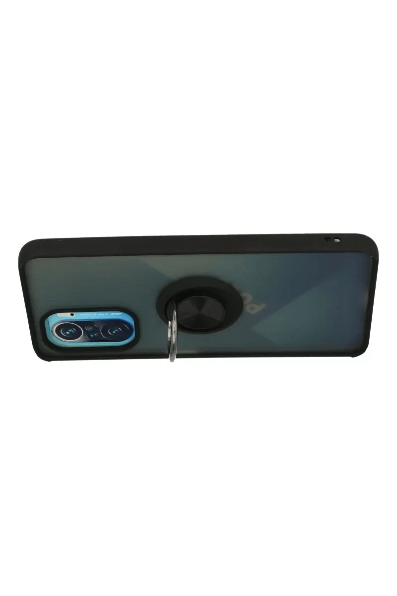 Xiaomi Redmi K40 Kılıf Montreal Yüzüklü Silikon Kapak - Siyah