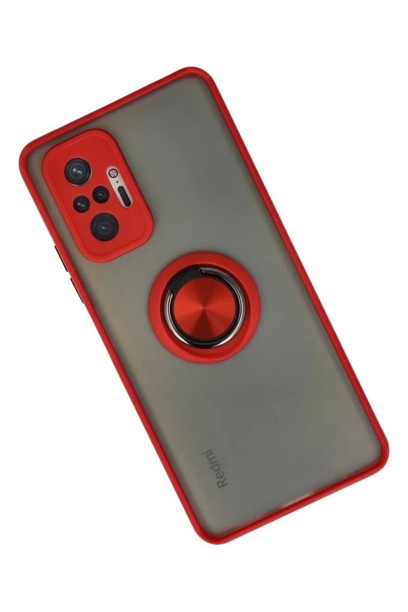 Xiaomi Redmi Note 10 Pro Kılıf Montreal Yüzüklü Silikon Kapak - Kırmızı
