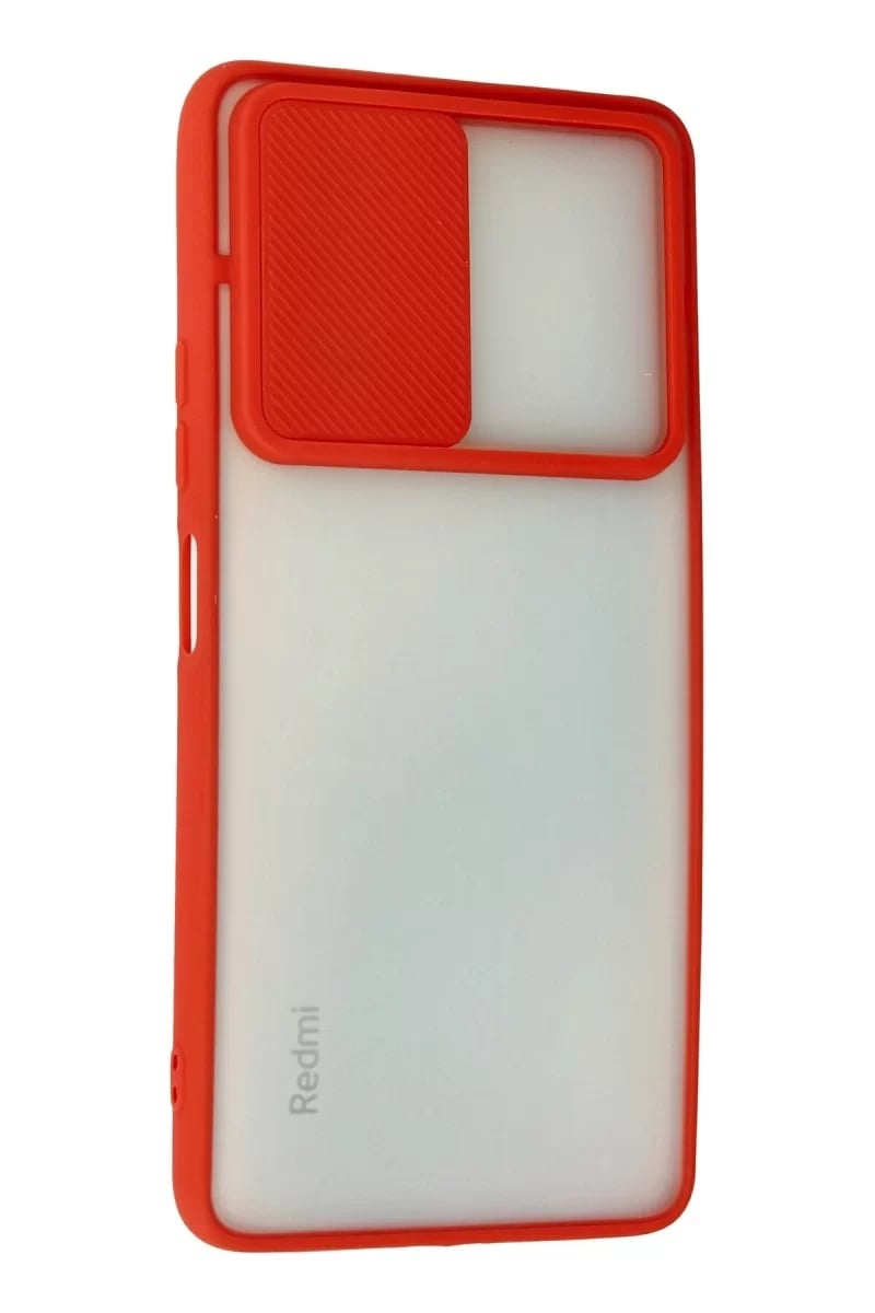 Xiaomi Redmi Note 10 Pro Kılıf Palm Buzlu Kamera Sürgülü Silikon - Kırmızı