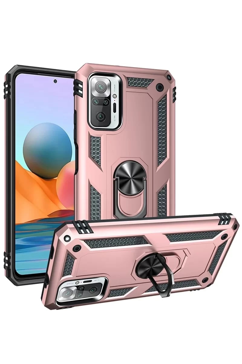 Xiaomi Redmi Note 10 Pro Kılıf Sofya Yüzüklü Silikon Kapak - Rose