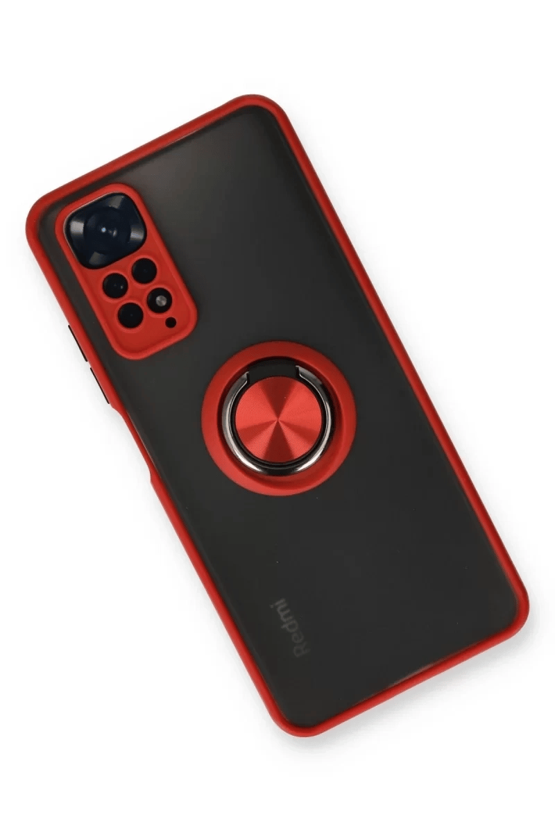 Xiaomi Redmi Note 11 Kılıf Montreal Yüzüklü Silikon Kapak - Kırmızı