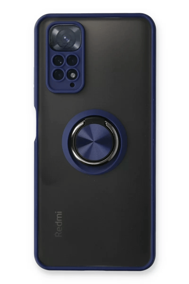 Xiaomi Redmi Note 11 Kılıf Montreal Yüzüklü Silikon Kapak - Lacivert