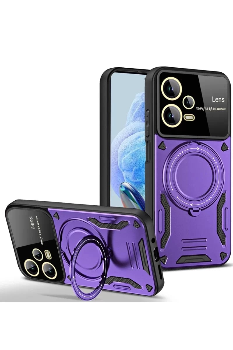 Xiaomi Redmi Note 12 Pro 5G Kılıf Joy Lens Standlı Kapak - Mor
