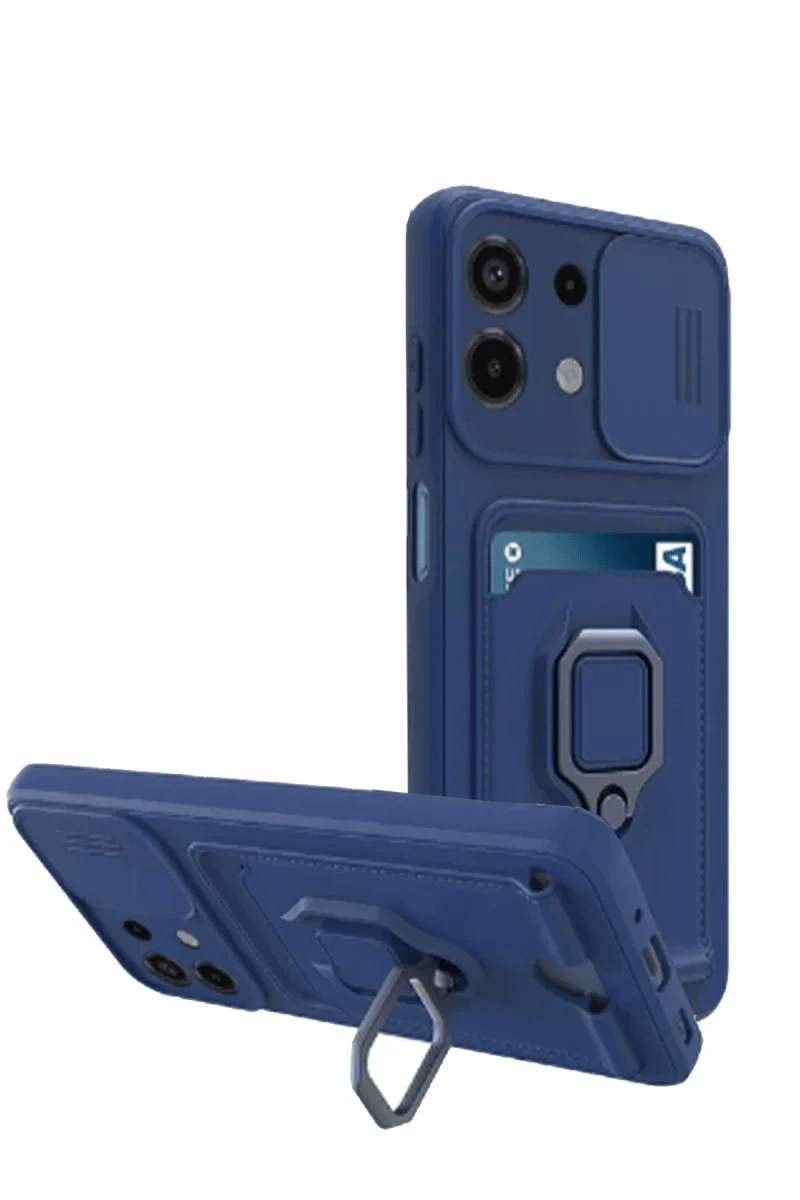 Xiaomi Redmi Note 13 4G Kılıf Zuma Kartvizitli Yüzüklü Silikon - Lacivert