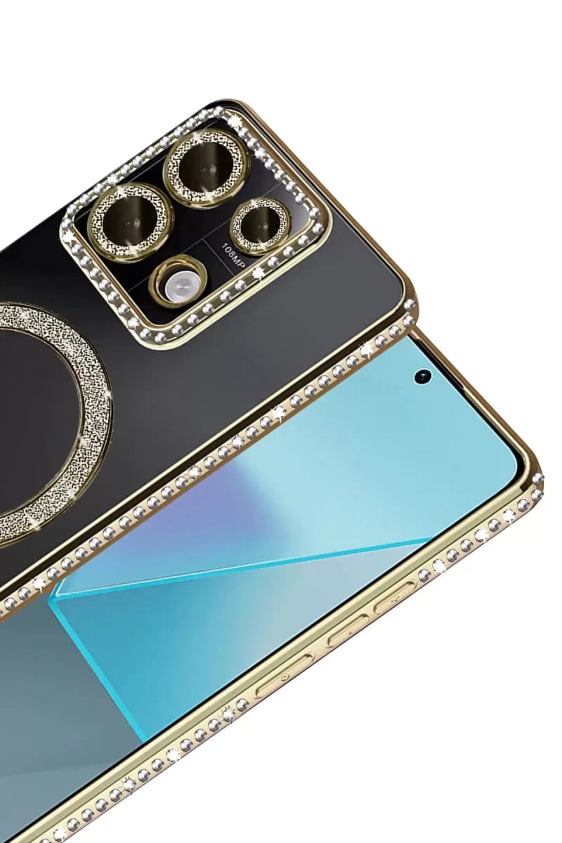 Xiaomi Redmi Note 13 Pro 4G Joke Simli Magneticsafe Kılıf - Gold