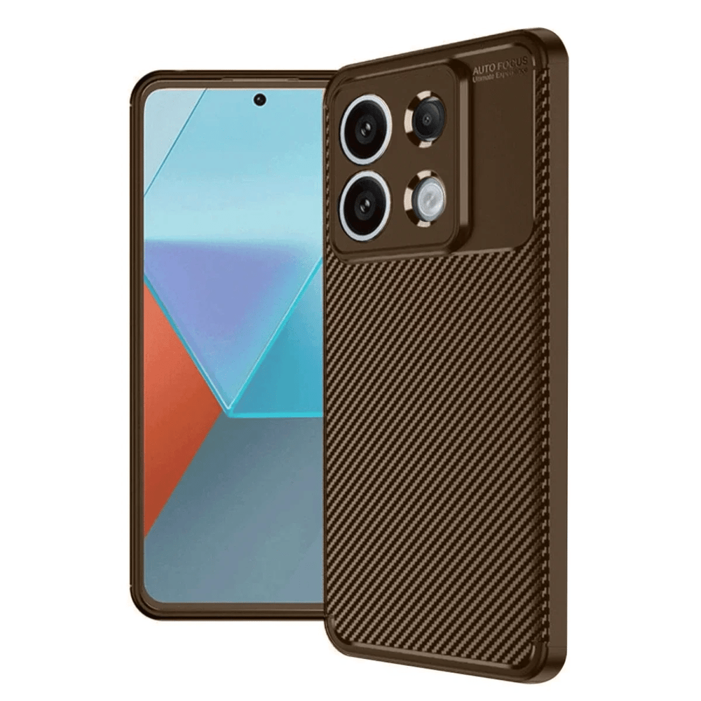 Xiaomi Redmi Note 13 Pro 4G Kılıf Auto Focus Karbon Kapak - Kahverengi