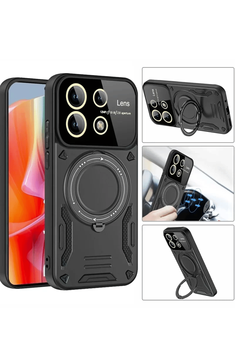 Xiaomi Redmi Note 13 Pro 4G Kılıf Joy Lens Standlı Kapak - Kırmızı