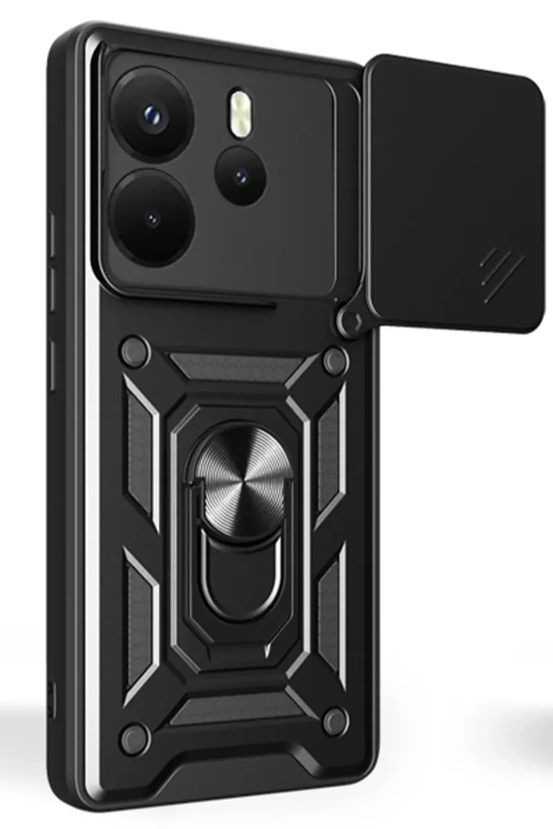 Xiaomi Redmi Note 14 4G Pars Lens Yüzüklü Silikon - Siyah