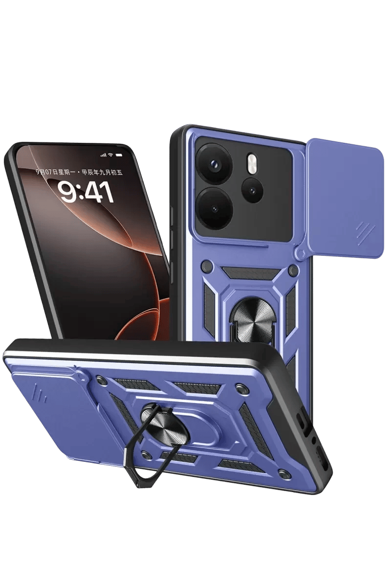 Xiaomi Redmi Note 14 4G Pars Lens Yüzüklü Silikon - Lacivert