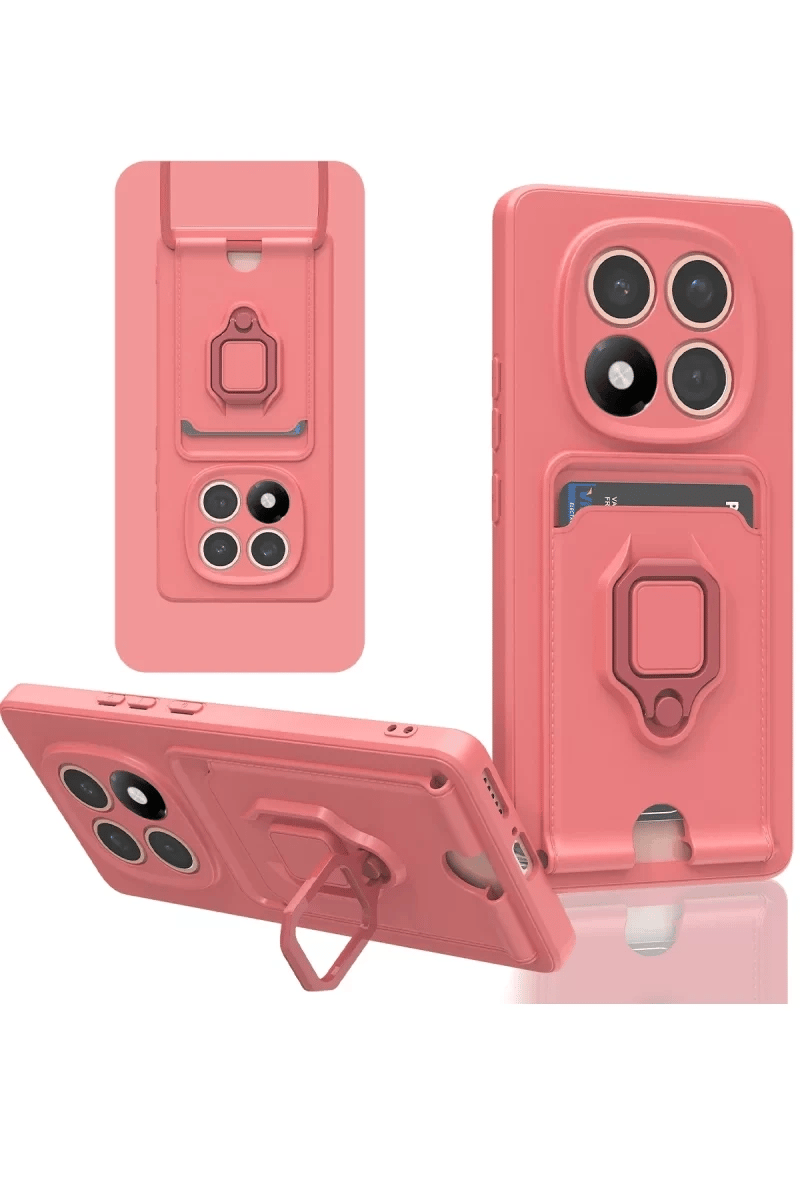 Xiaomi Redmi Note 14 Pro 4G Kılıf Zuma Kartvizitli Yüzüklü Silikon - Pembe