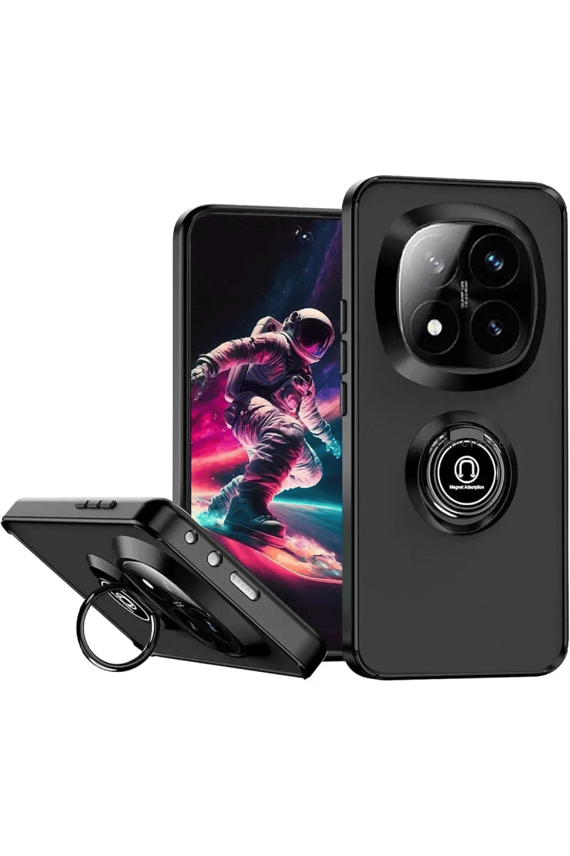 Xiaomi Redmi Note 14 Pro 5G Kılıf Montreal Yüzüklü Silikon Kapak - Siyah