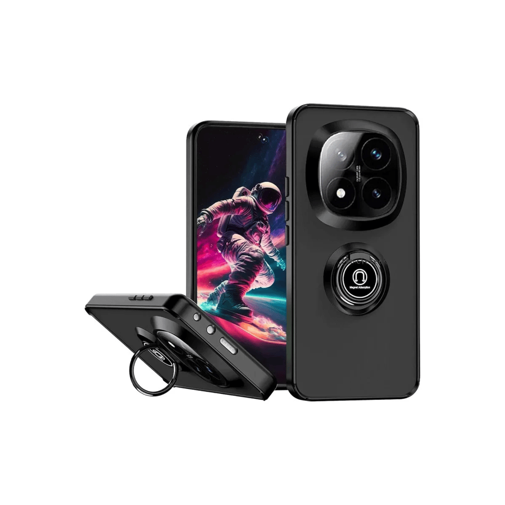 Xiaomi Redmi Note 14 Pro 5G Kılıf Montreal Yüzüklü Silikon Kapak - Siyah