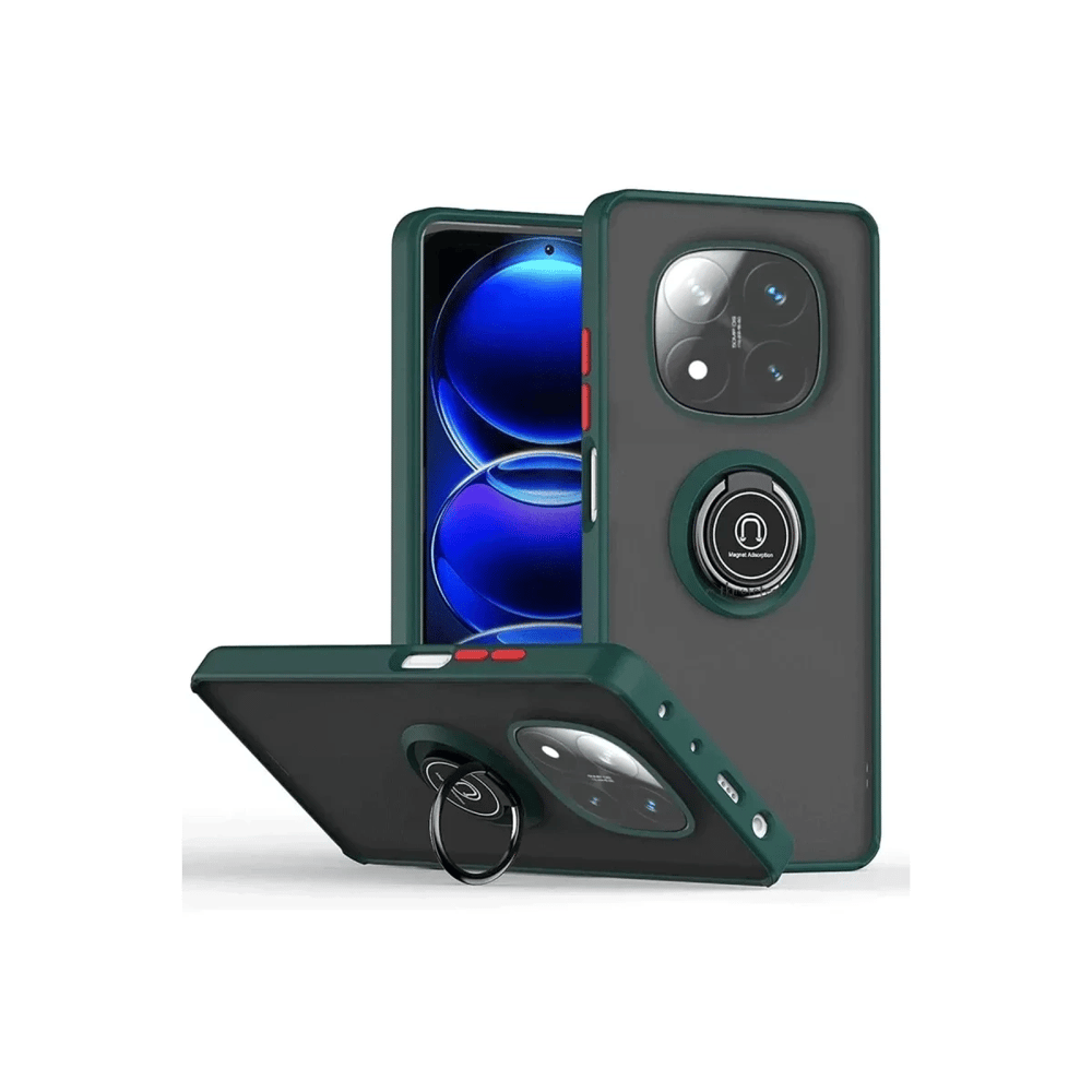 Xiaomi Redmi Note 14 Pro 5G Kılıf Montreal Yüzüklü Silikon Kapak - Yeşil