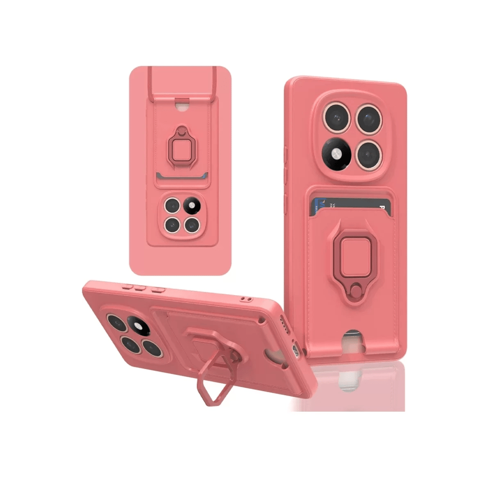 Xiaomi Redmi Note 14 Pro 5G Kılıf Zuma Kartvizitli Yüzüklü Silikon - Pembe