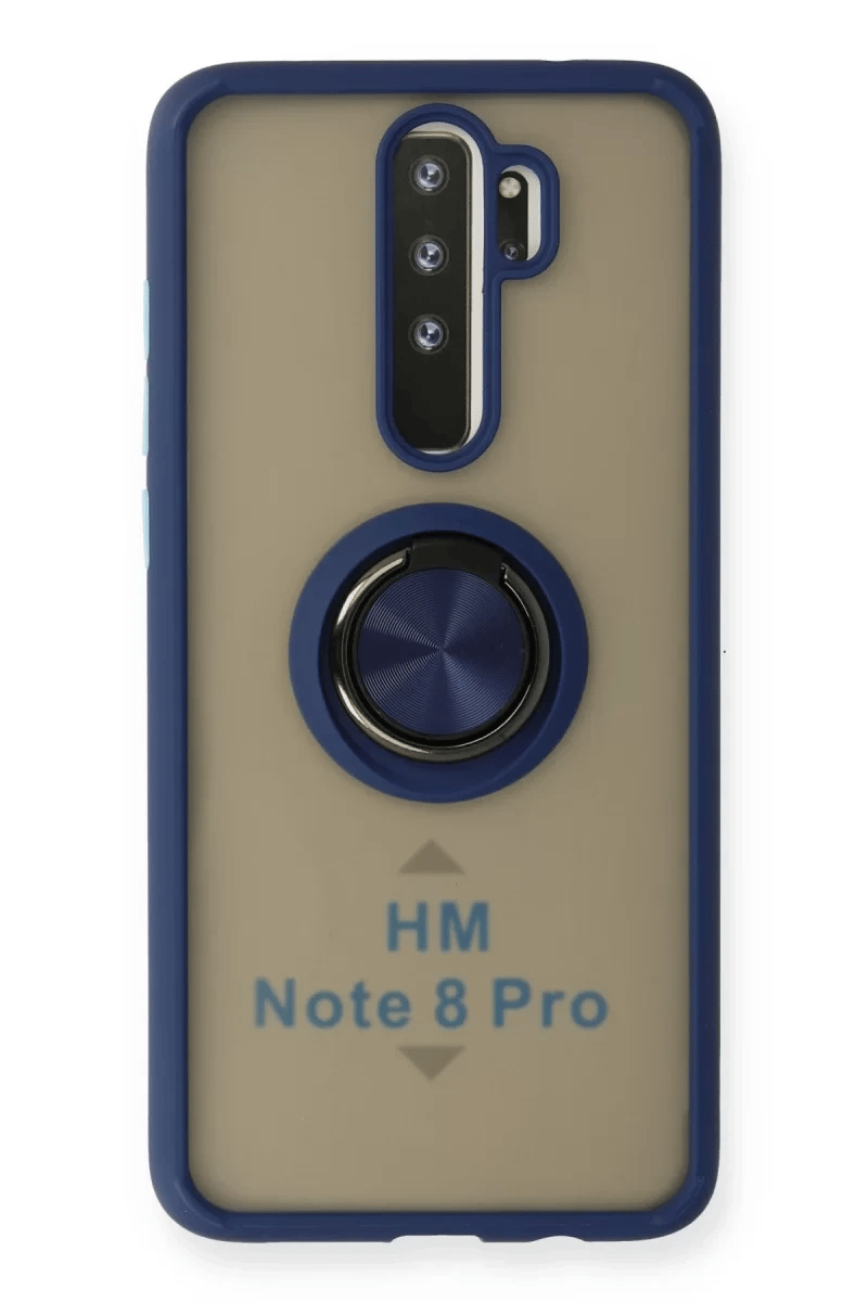 Xiaomi Redmi Note 8 Pro Kılıf Montreal Yüzüklü Silikon Kapak - Lacivert