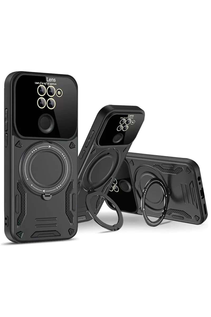Xiaomi Redmi Note 9 Joy Lens Standlı Kapak - Siyah