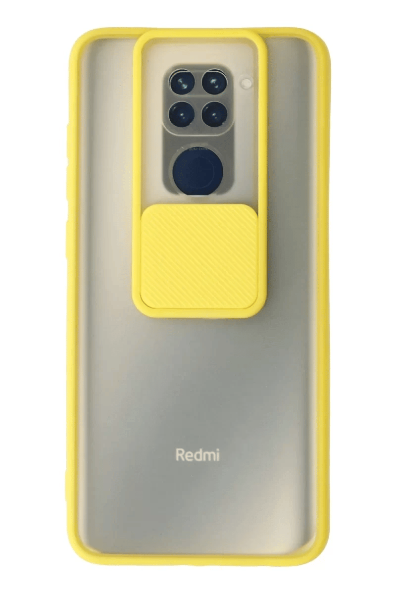 Xiaomi Redmi Note 9 Kılıf Palm Buzlu Kamera Sürgülü Silikon - Sarı