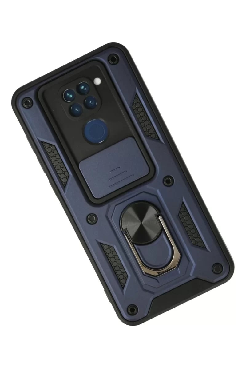 Xiaomi Redmi Note 9 Kılıf Pars Lens Yüzüklü Silikon - Lacivert