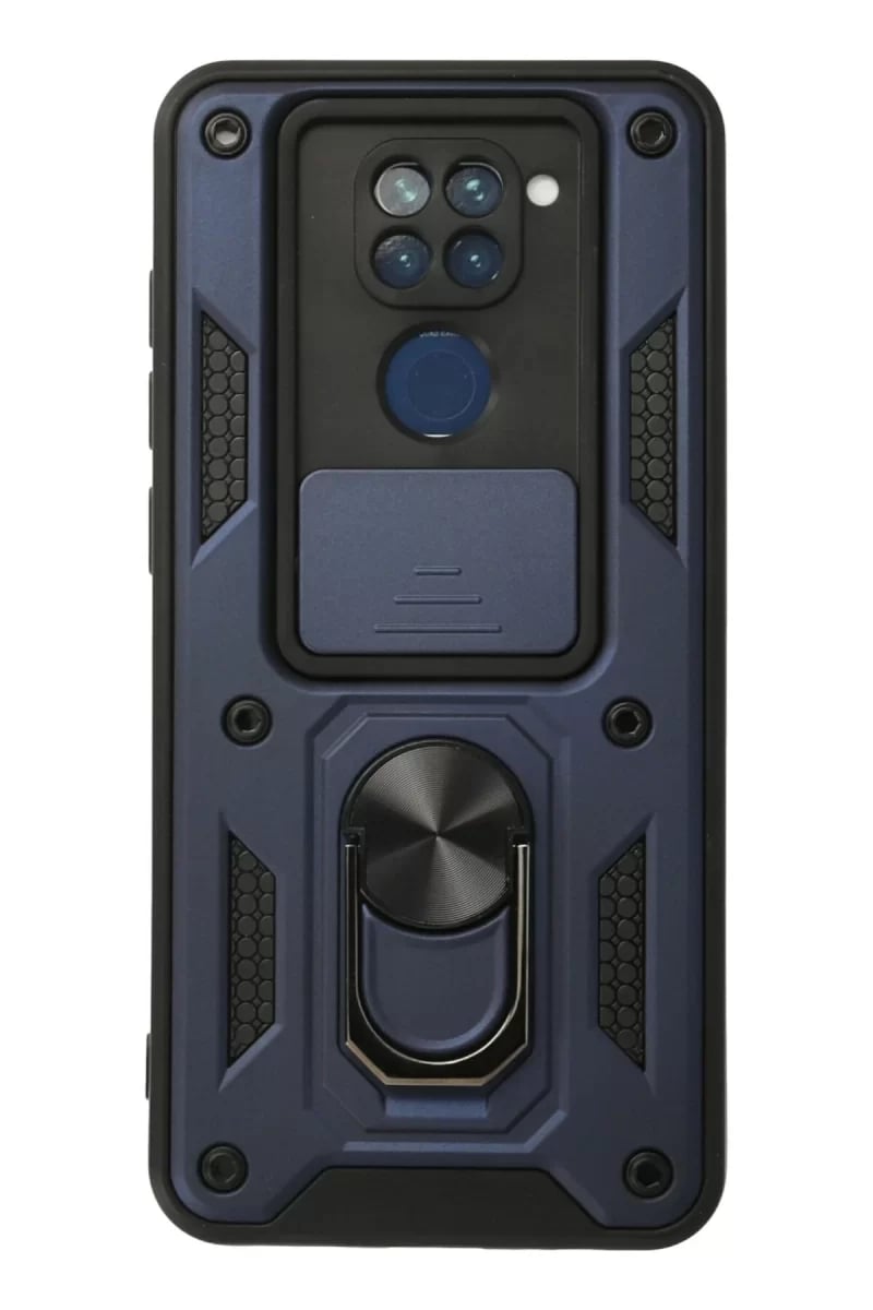 Xiaomi Redmi Note 9 Kılıf Pars Lens Yüzüklü Silikon - Lacivert