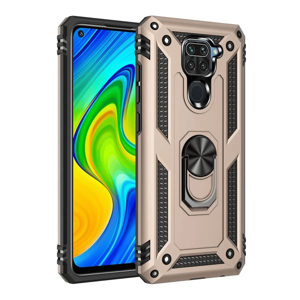 Xiaomi Redmi Note 9 Kılıf Sofya Yüzüklü Silikon Kapak - Gold