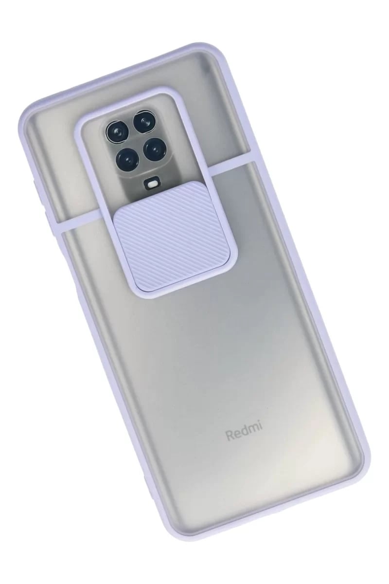 Xiaomi Redmi Note 9 Pro Kılıf Palm Buzlu Kamera Sürgülü Silikon - Lila