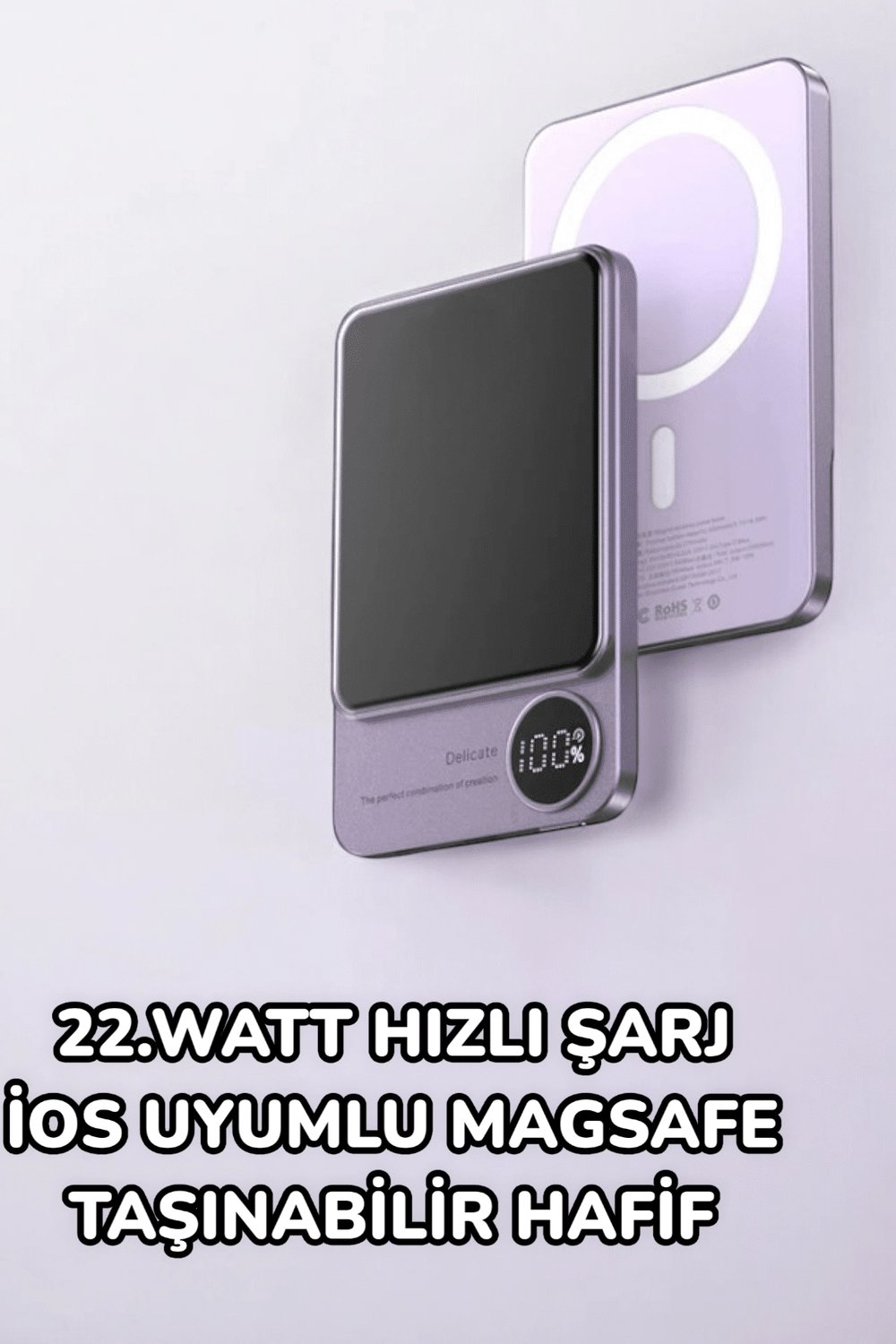 iOS Uyumlu 22.5W Hızlı Şarj Magsafe Powerbank Dijital Göstergeli 10.000 mAh