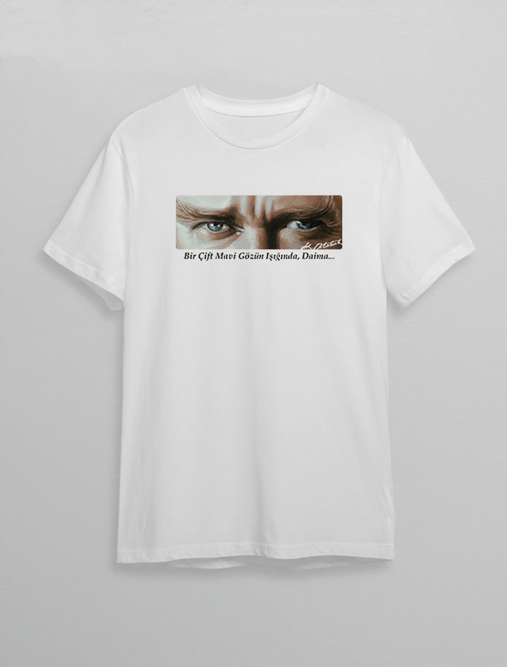 10 Kasım Atatürk'ü Anma Günü Baskılı Oversize Bisiklet Yaka T-shirt - Beyaz
