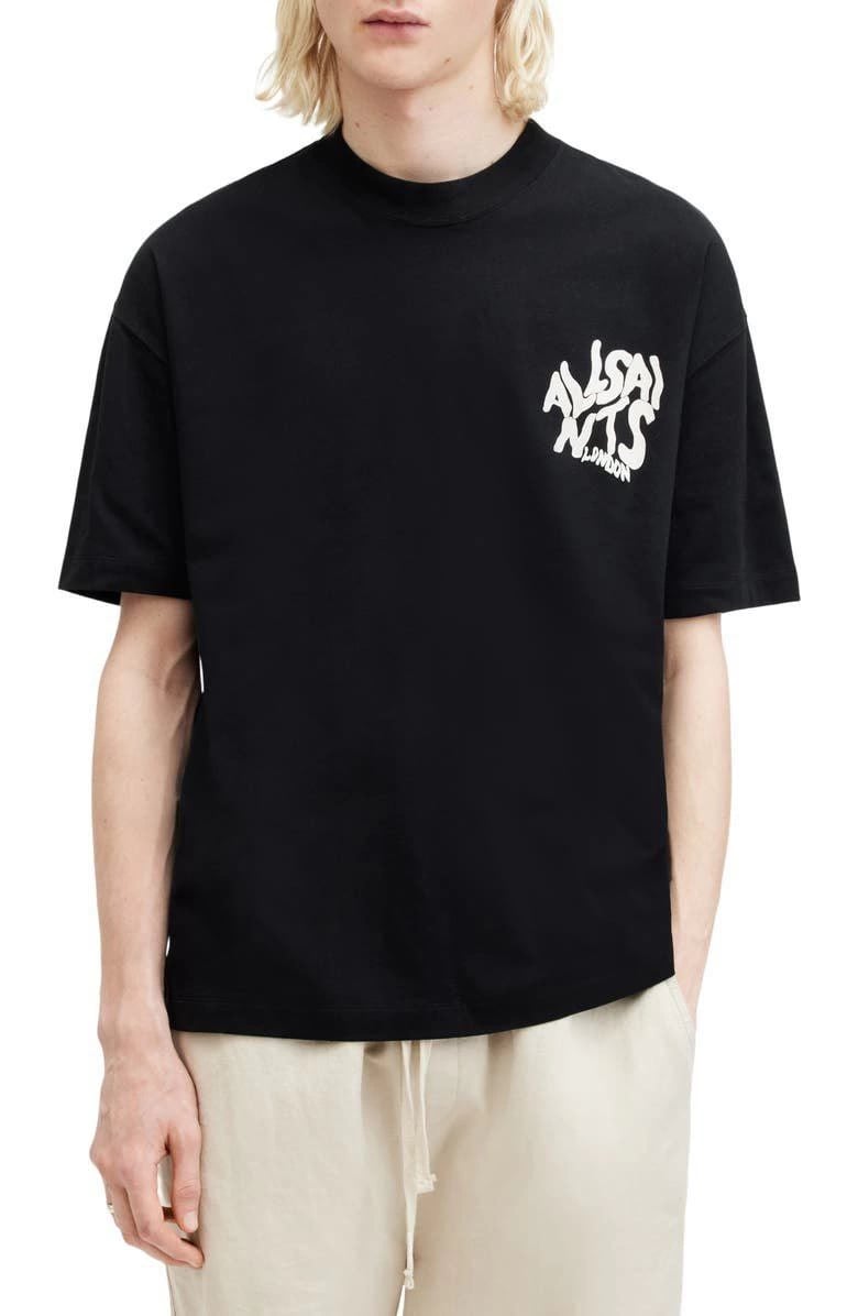 Erkek Baskılı Oversize T-shirt - Siyah