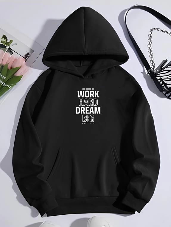 Kışlık Üç İplik Kapüşonlu SweatShirt - Siyah