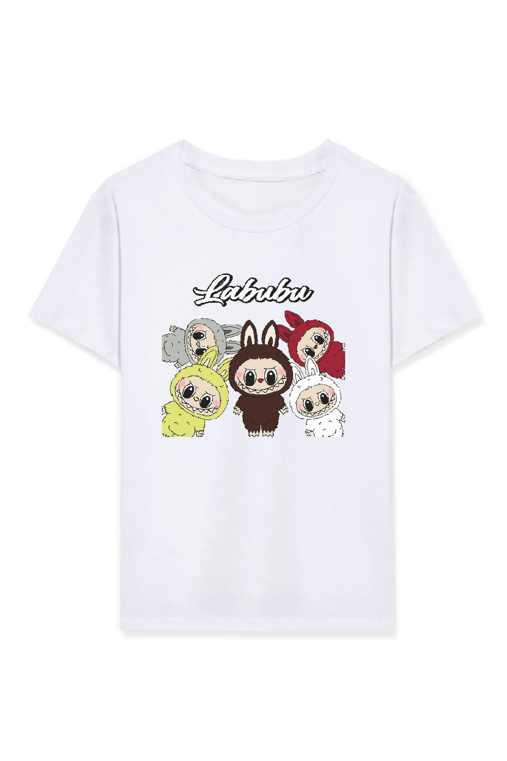 Kız Labubu Çocuk Baskılı T-Shirt - Beyaz