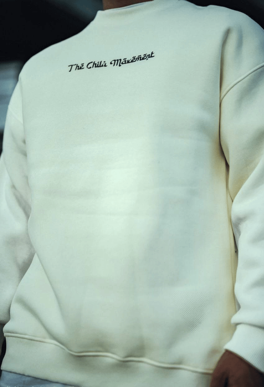 Üç İplik Pamuklu Bisiklet Yaka Oversize Baskılı SweatShirt - Beyaz