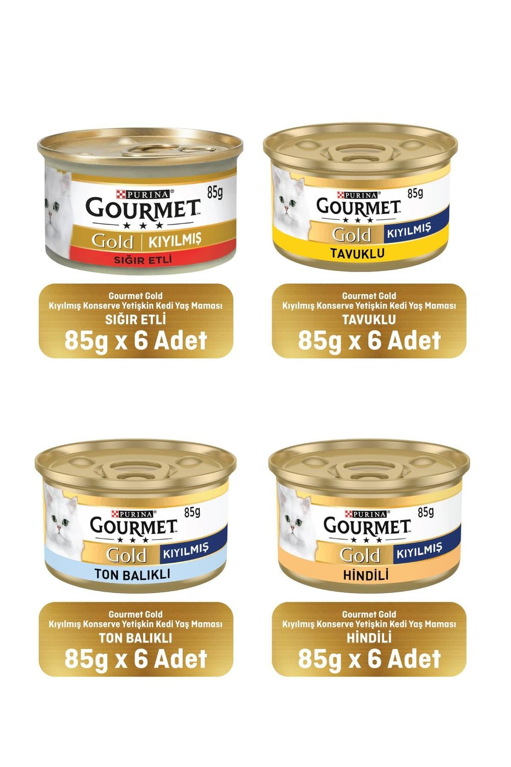 Karışık Kıyılmış Konserve Yetişkin Kedi Yaş Maması 24 X 85 gr