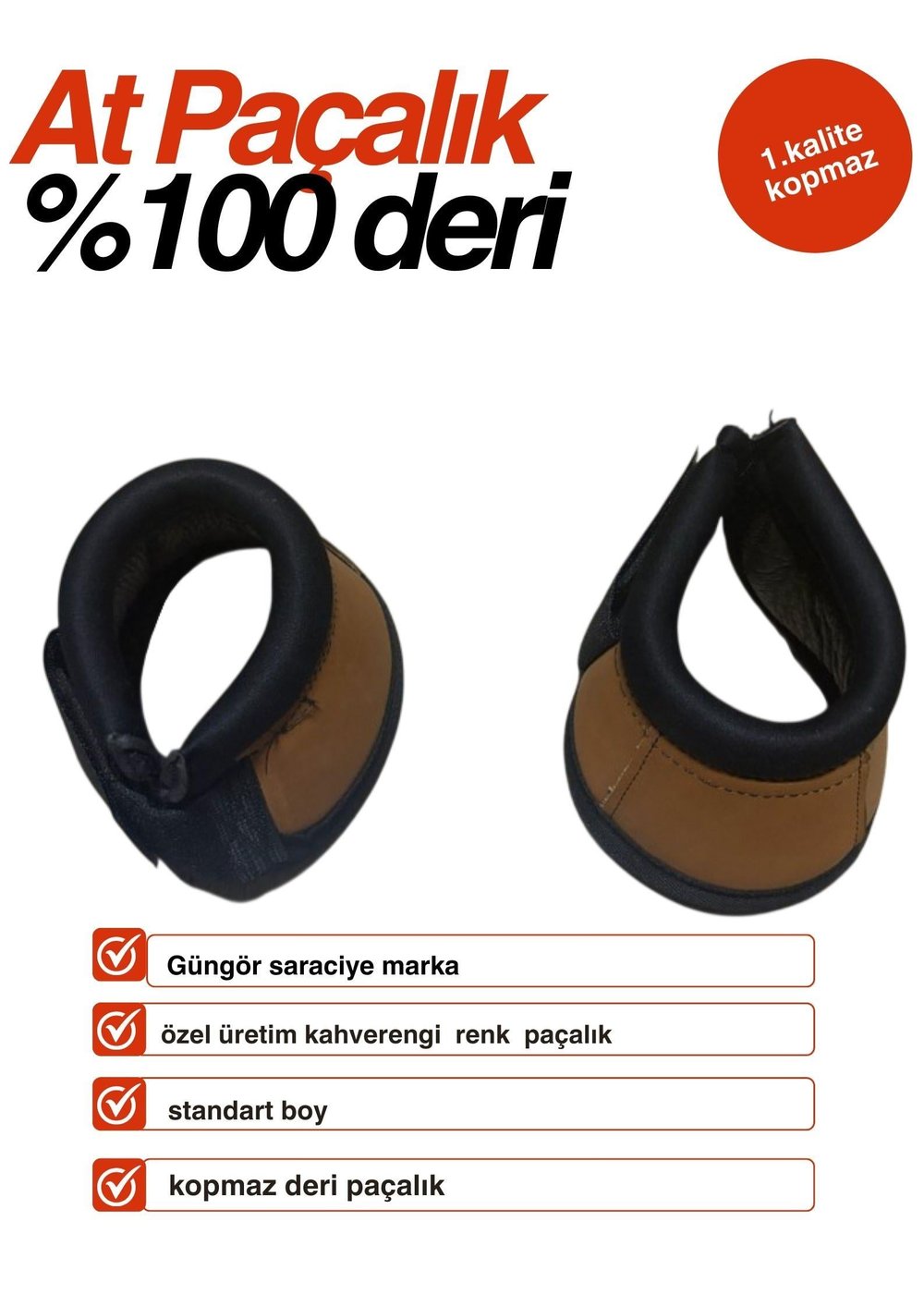 At paçalık %100 deri kahve standart boy