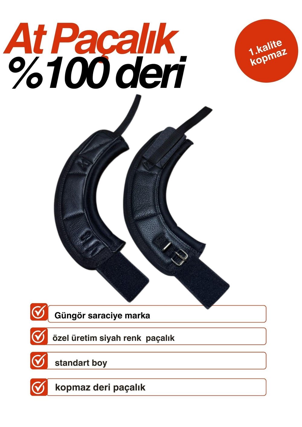At paçalık %100 deri siyah standart boy
