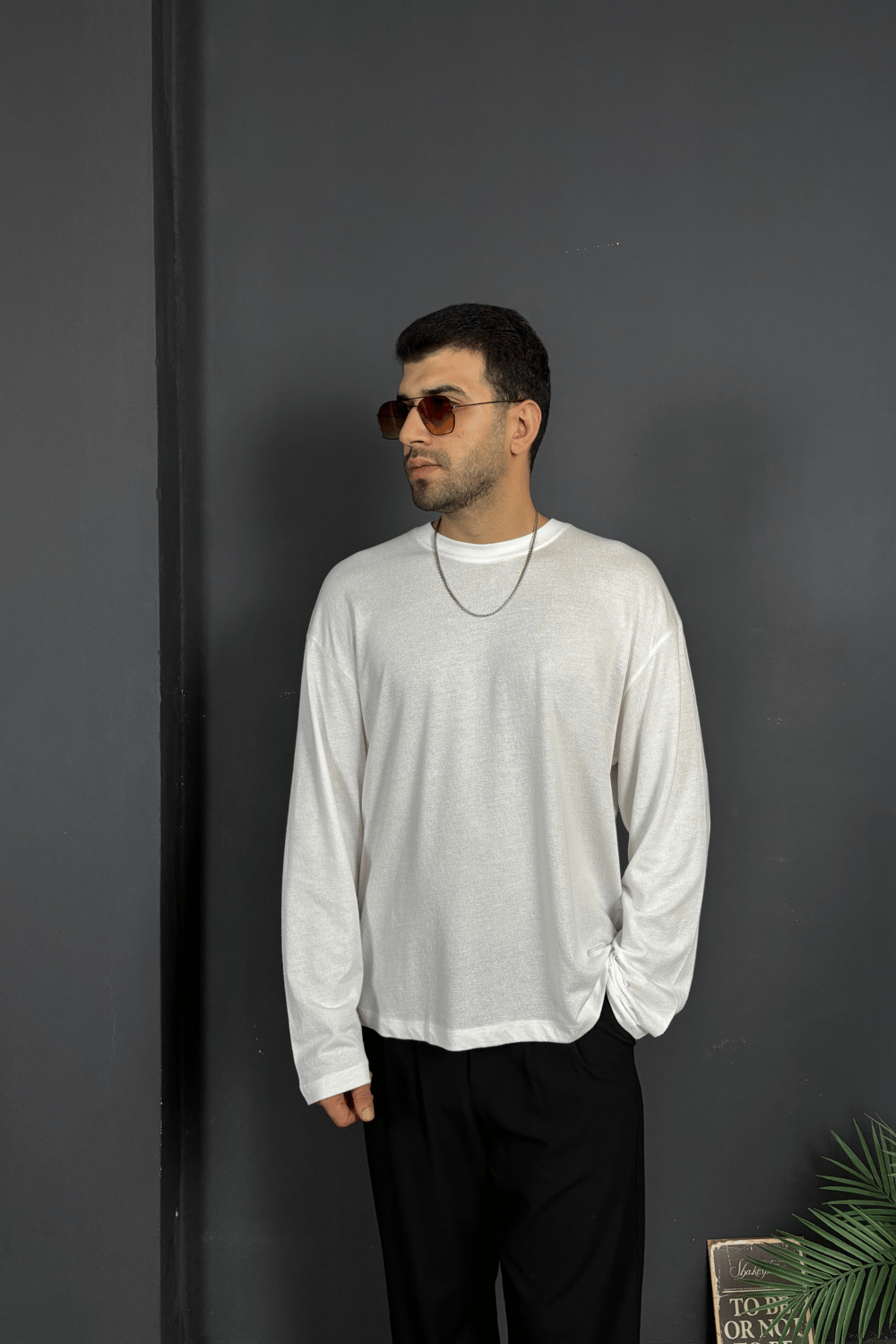 Beyaz Modal Jakarlı Sweat