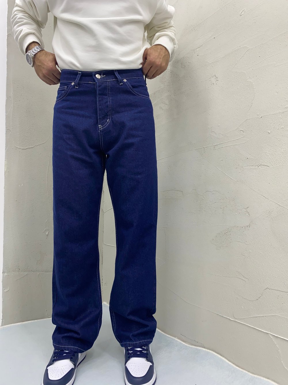 Dikiş Detaylı Regular Fit Jean Lacivert