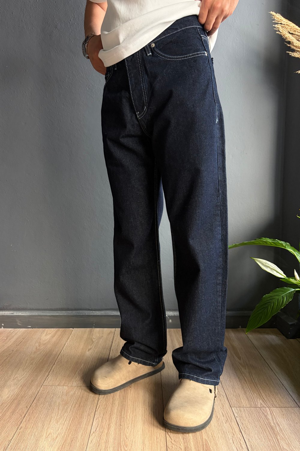 Dikiş Detaylı Regular Fit Jean Lacivert