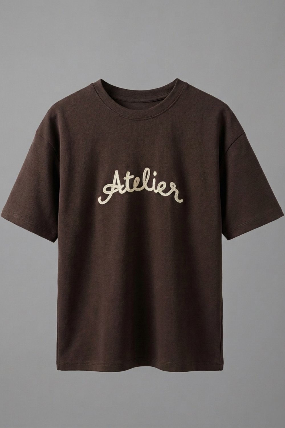 Kahverengi Atelier Nakışlı Tişört