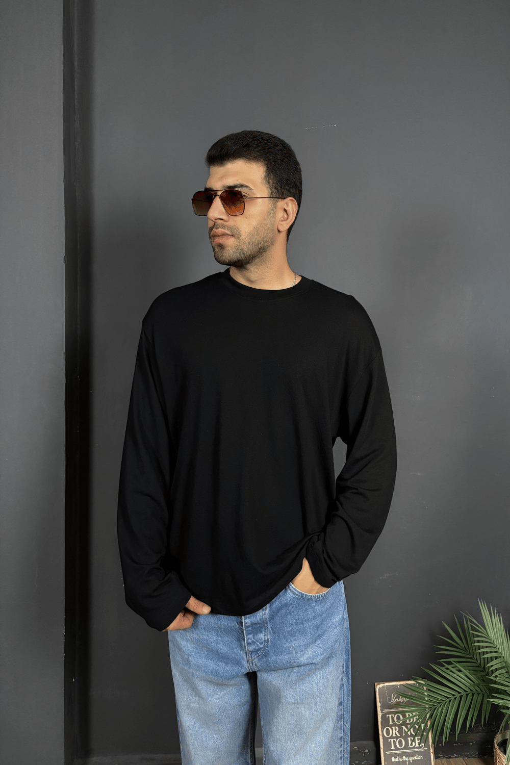 Siyah Modal Jakarlı Sweat
