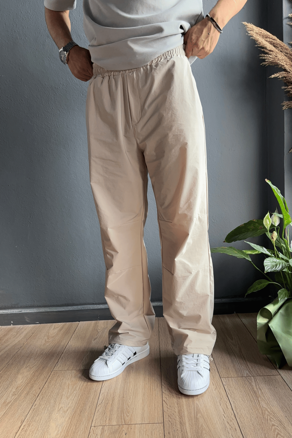 Taş Paraşüt Kumaş Stoper Paça Baggy Pantolon