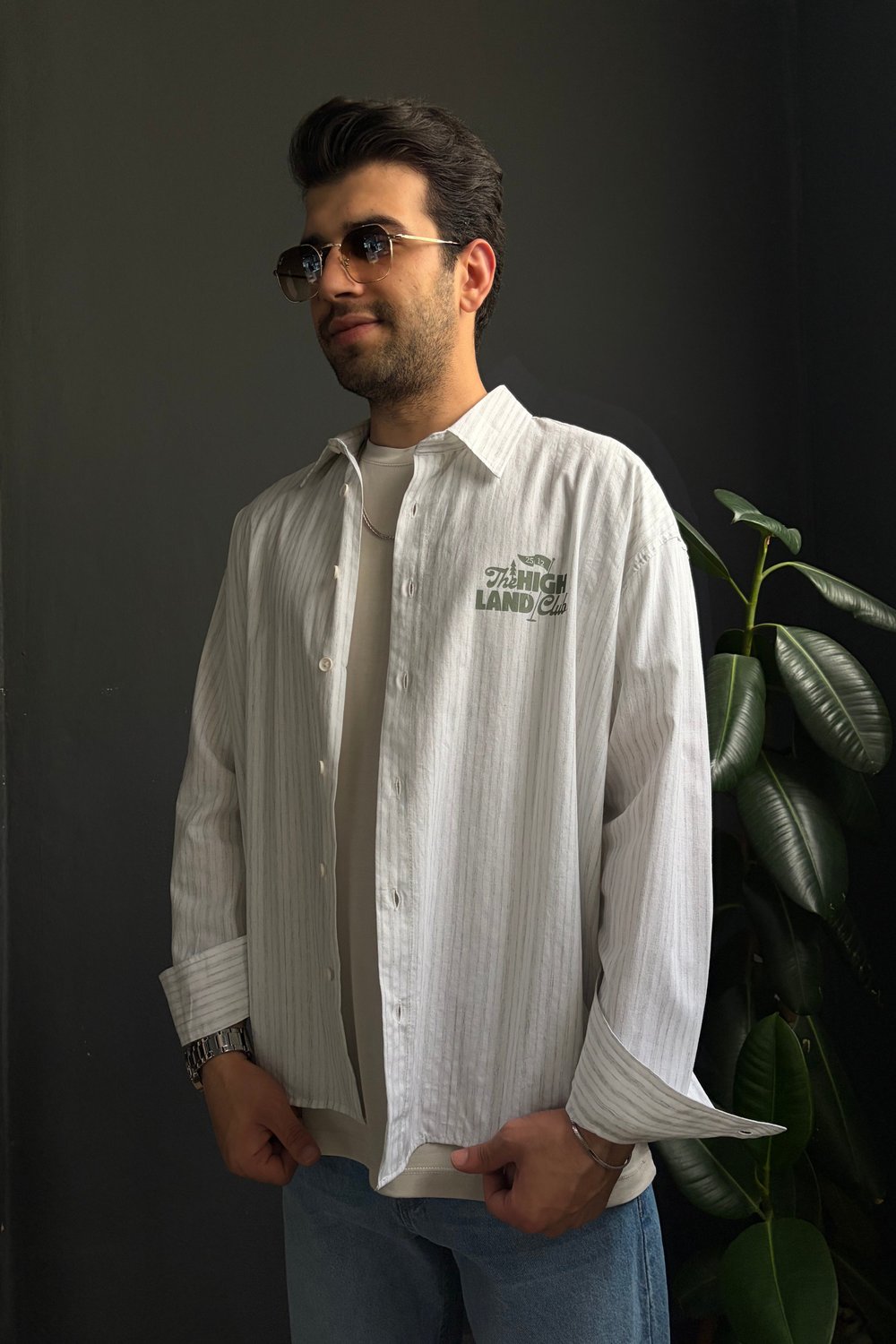 Yeşil The Nıgh Land Club Oversize Tasarım Gömlek